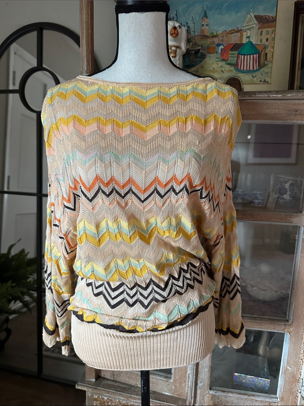 Missoni ZigZag Low Back Boat Neck Top Classic Chevron